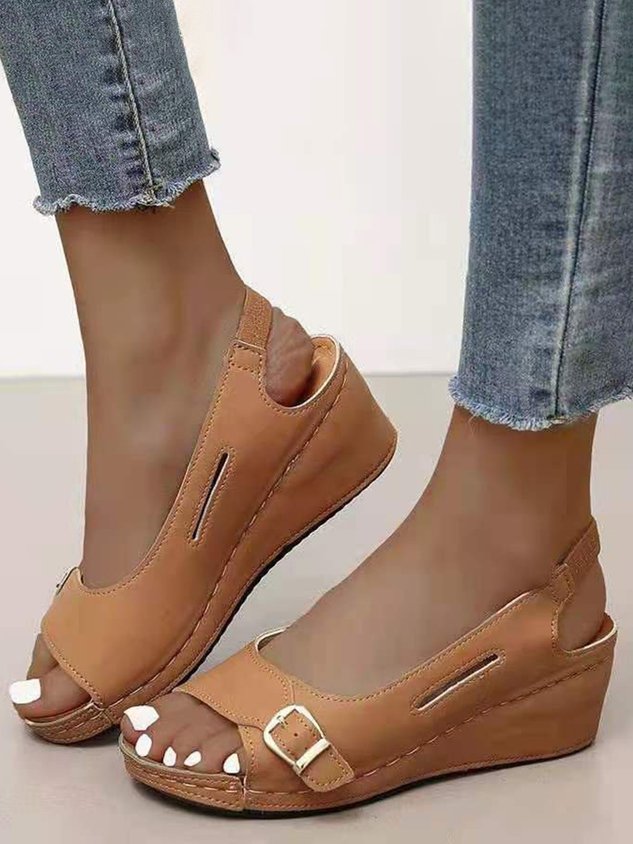 Summer Pink Pu Daily Vintage Sandals