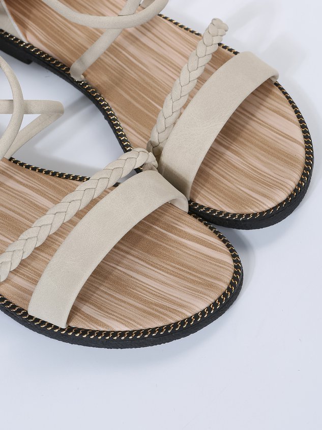 Boho Woven Striped Zipper Sandals