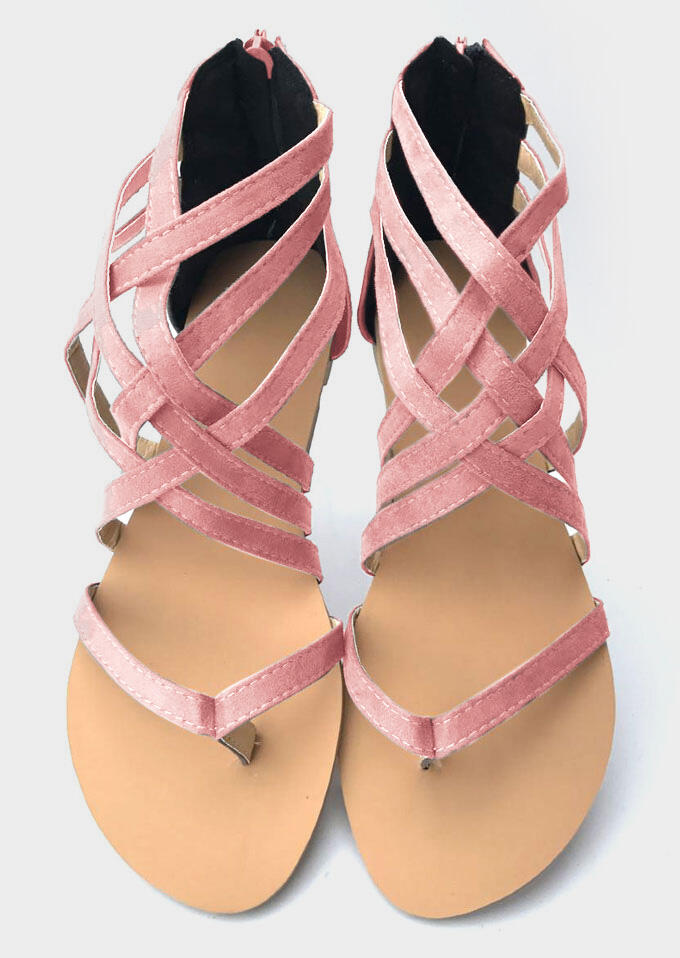 Summer Cross-Tied Zipper Flat Sandals