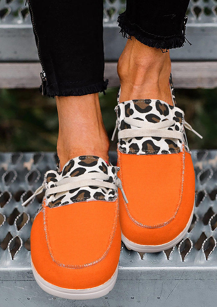 Leopard Color Block Slip On Flat Sneakers
