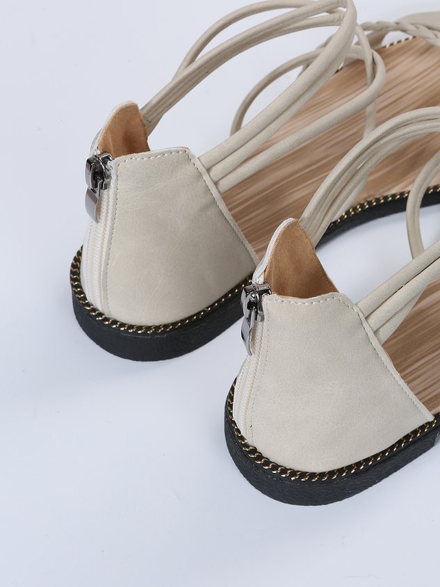 Boho Woven Striped Zipper Sandals