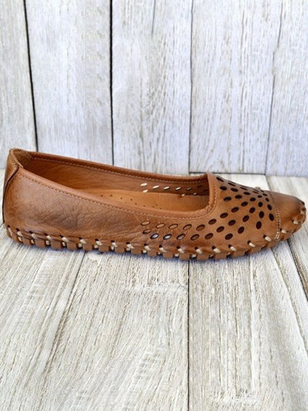 Retro Distressed Hollow Woven Flat Shoes