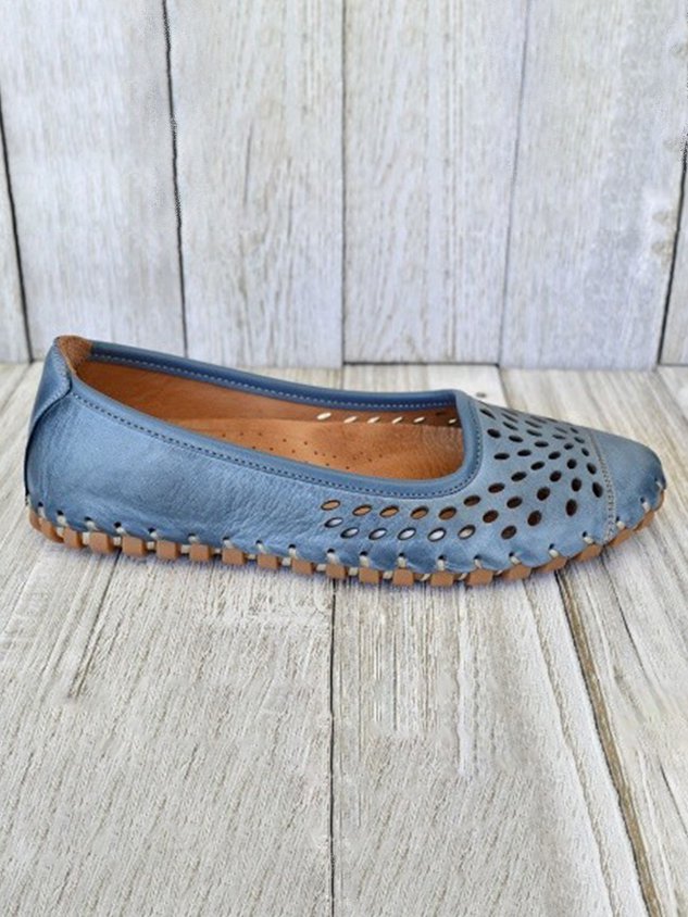 Retro Distressed Hollow Woven Flat Shoes