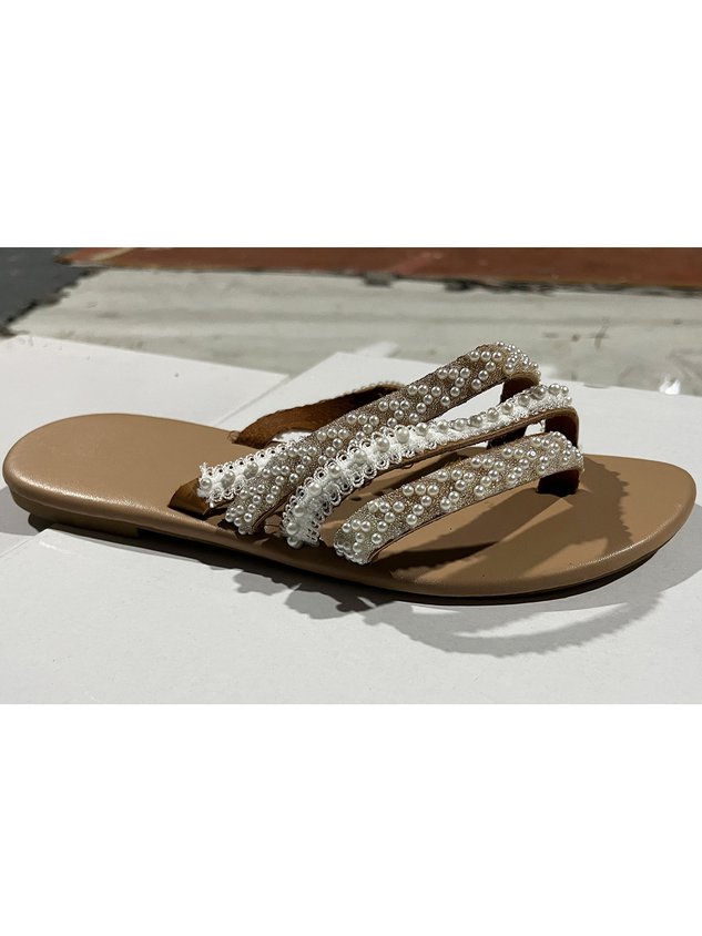 White Lace Strap Wedding Flip-Flops