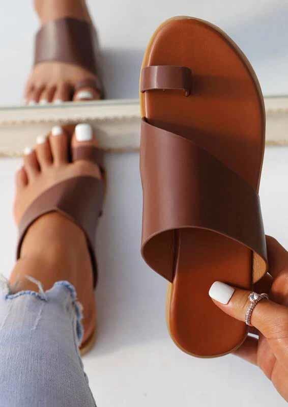 Summer Toe Ring Flat Slippers