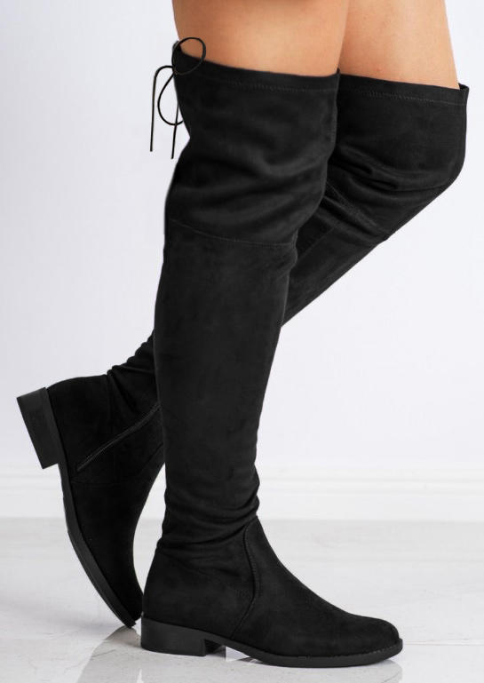 Zipper Tie Over Knee Boots