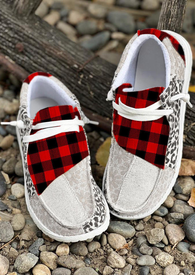 Leopard Plaid Sunflower Round Toe Flat Sneakers