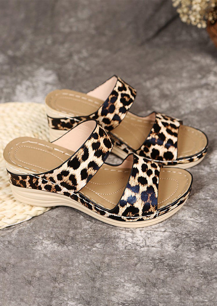 Summer Leopard Wedge Casual Slippers