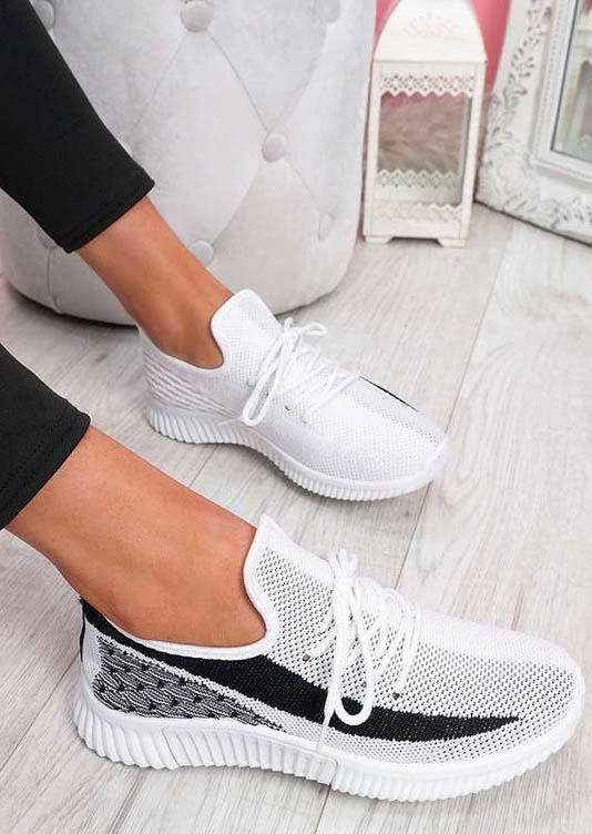 Mesh Color Block Lace Up Sneakers