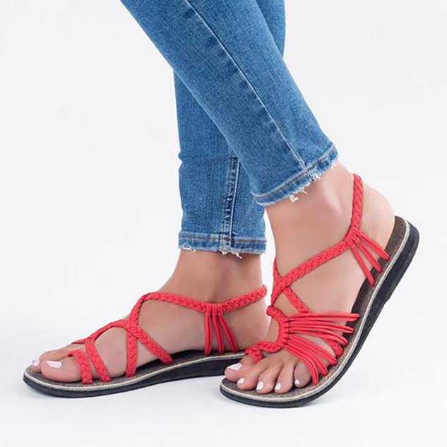 Summer Handmade Breathable Bandage Beach Flat Sandals