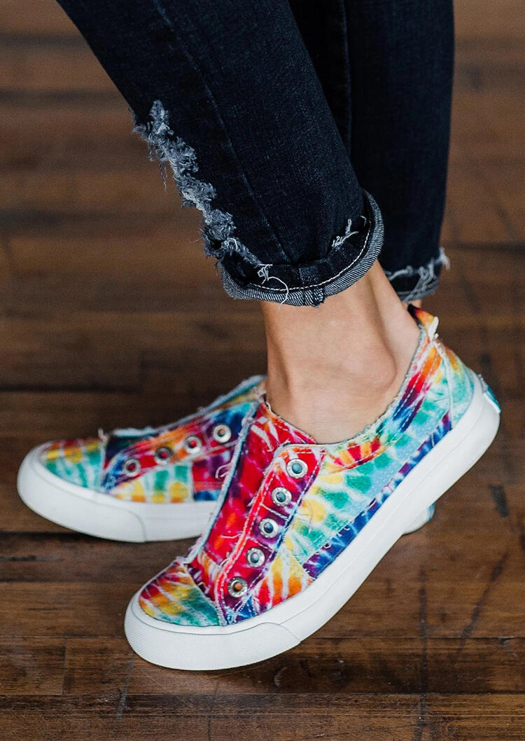 Tie Dye Slip On Round Toe Flat Sneakers