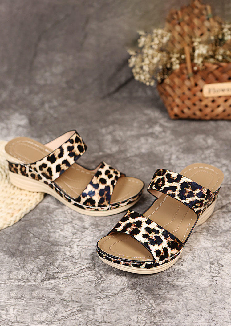 Summer Leopard Wedge Casual Slippers