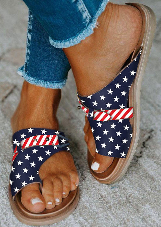 American Flag Toe Ring Flat Slippers
