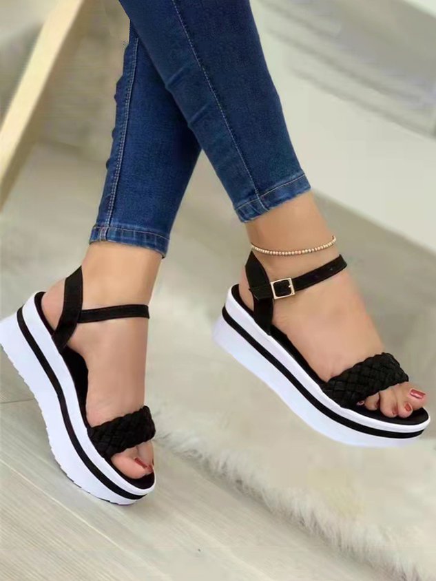 Braided Platform Platform Heel Sandals