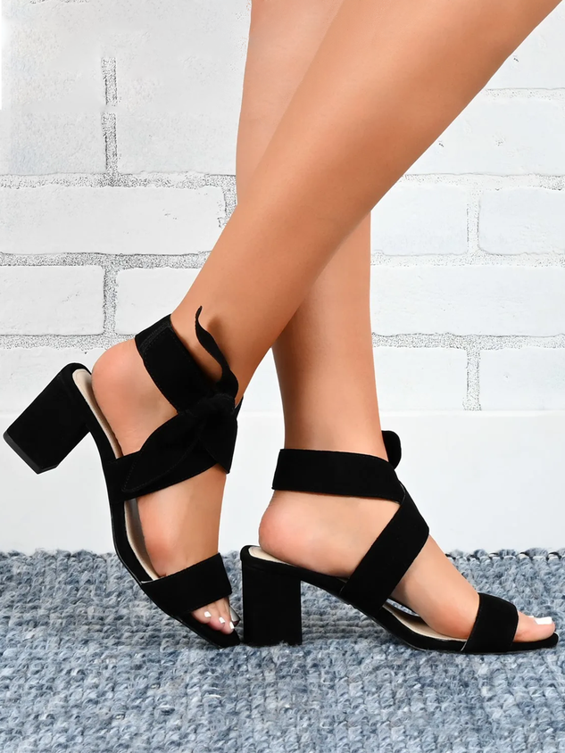 Leatherette Wrap-Around Bow Heel