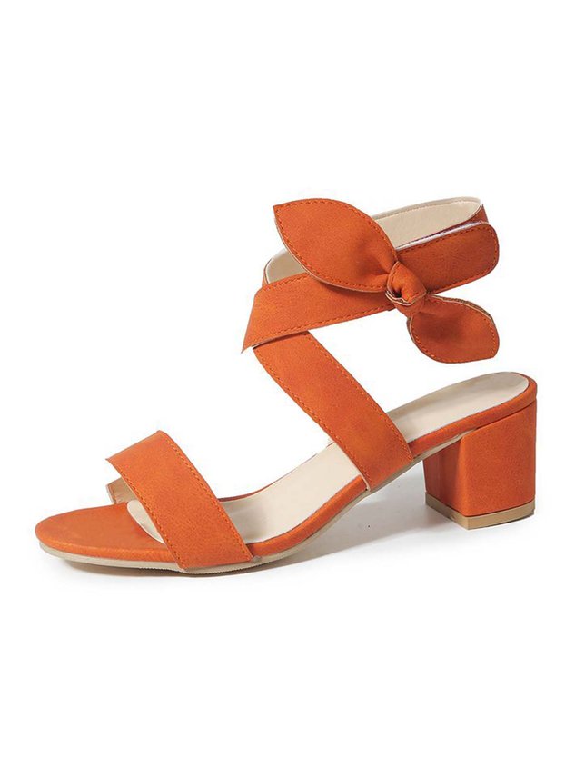 Leatherette Wrap-Around Bow Heel