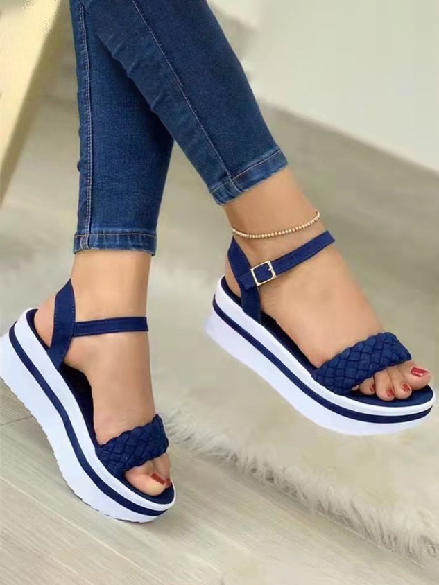 Braided Platform Platform Heel Sandals
