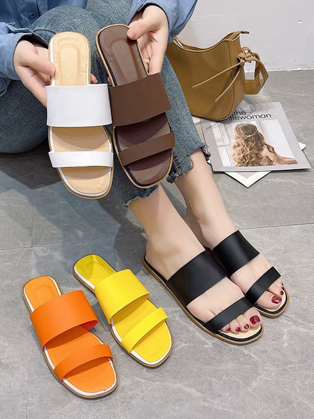 Solid Color Casual Slippers