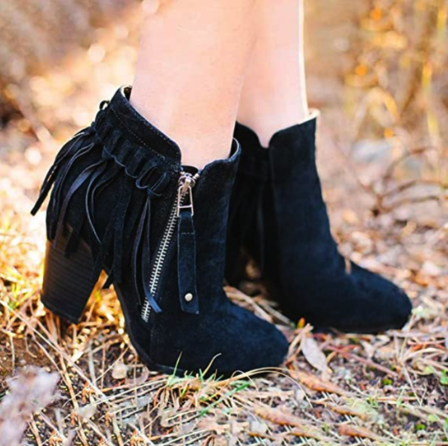 Winter Block Heel Leather Boots