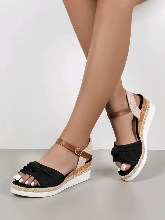 Knotted Strap Contrast Espadrille Sandals