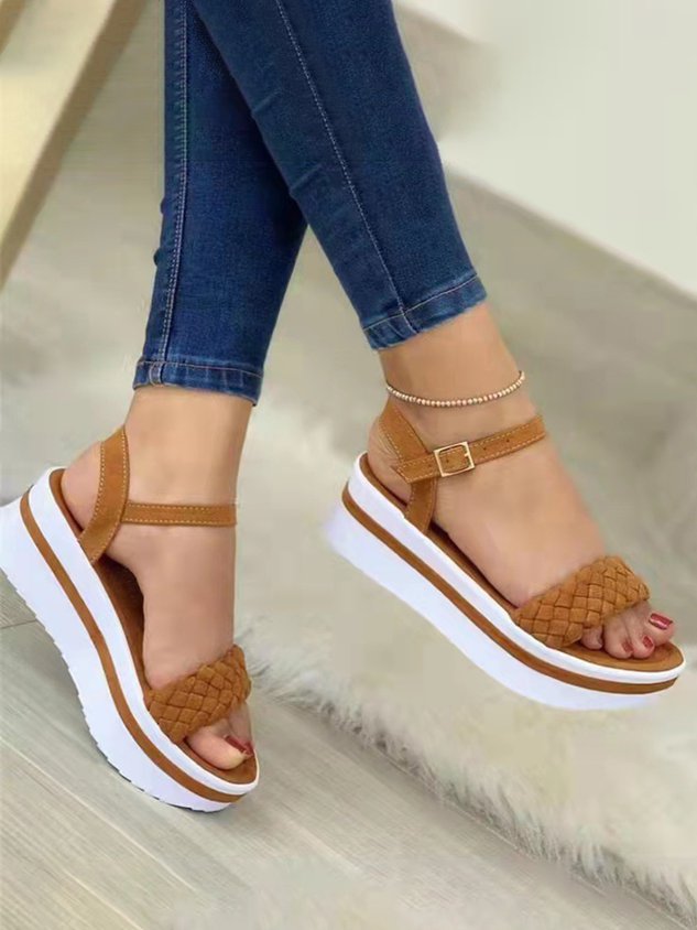 Braided Platform Platform Heel Sandals