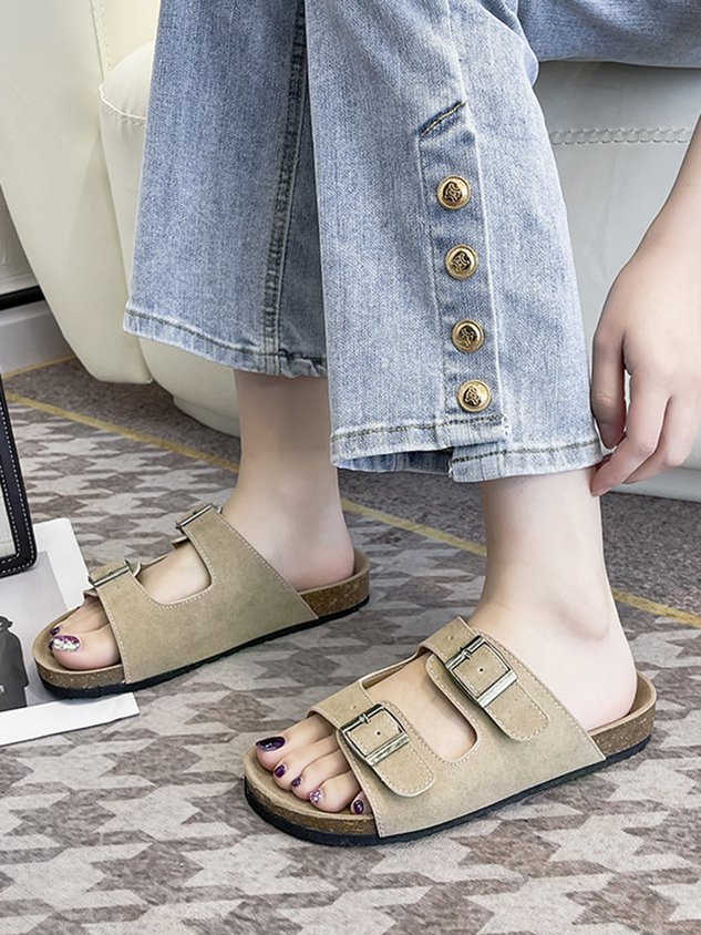 Casual Buckle Slip-On Birkenstock Slippers