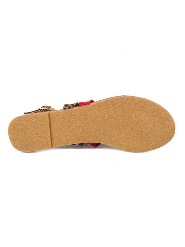 Leopard Contrast Boho Thong Sandals