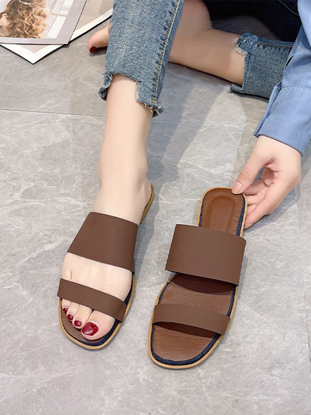 Solid Color Casual Slippers
