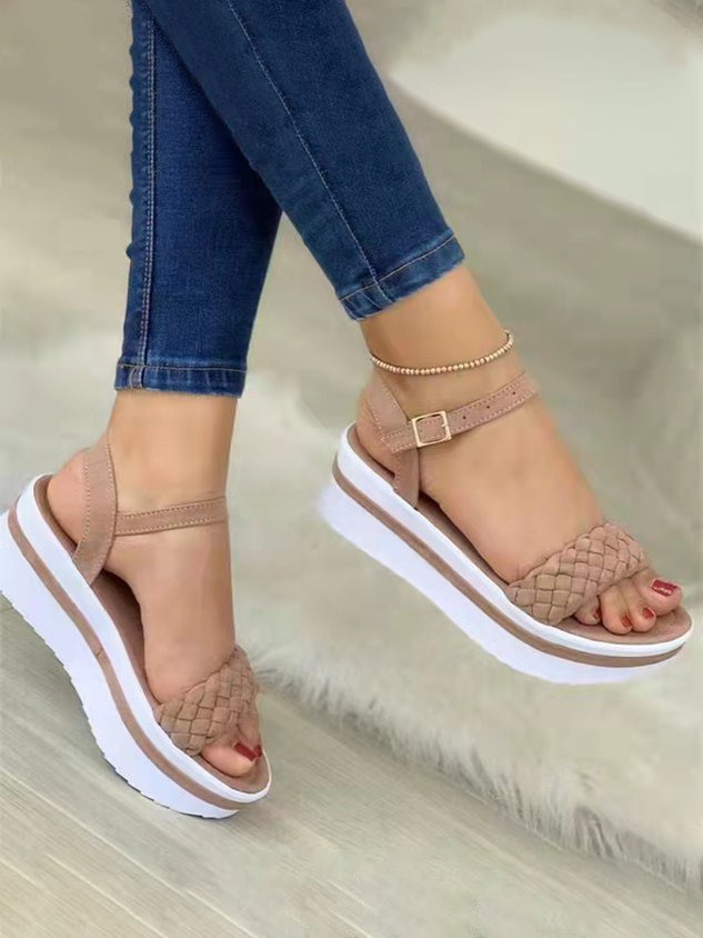 Braided Platform Platform Heel Sandals