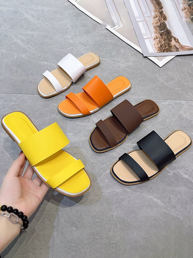 Solid Color Casual Slippers