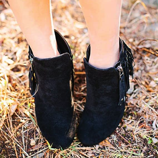 Winter Block Heel Leather Boots