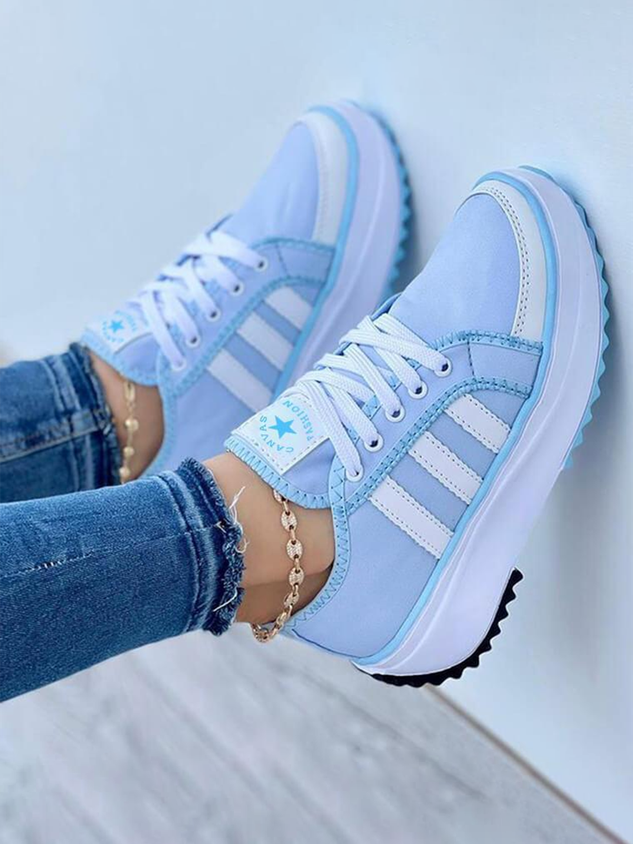 Classic Platform Lace-Up Canvas Sneakers