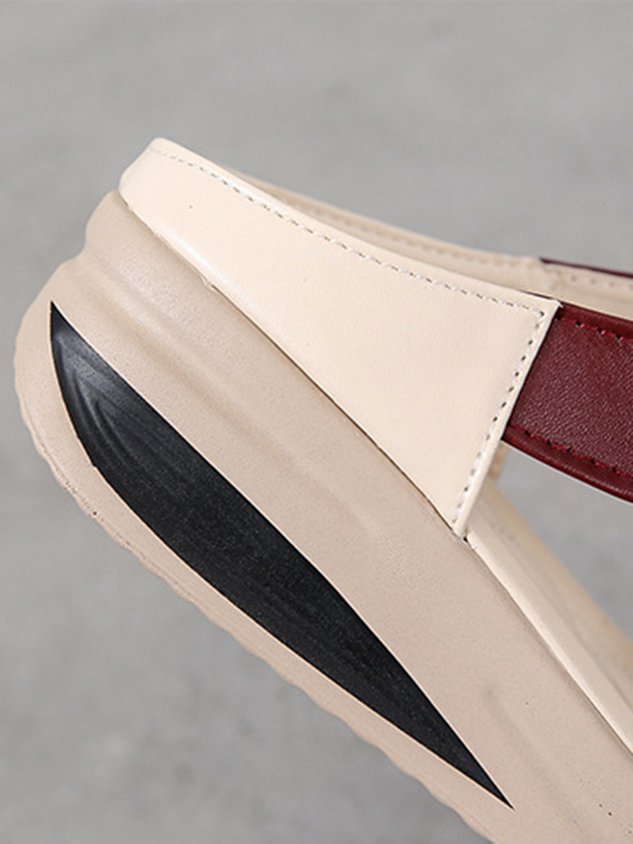Rhinestone Floral Contrast Panel Wedge Slides
