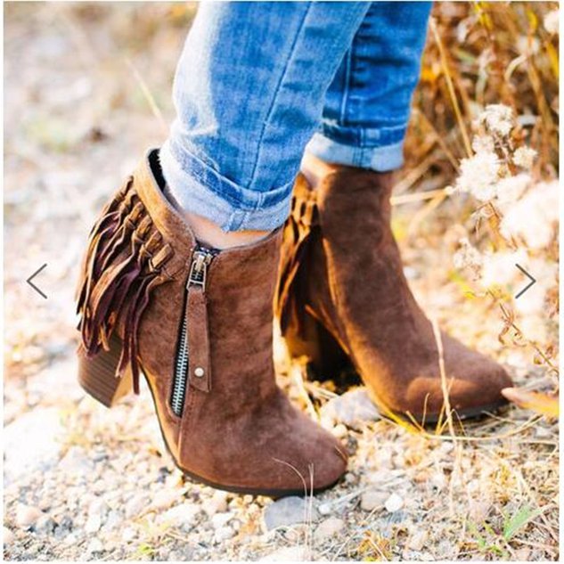 Winter Block Heel Leather Boots