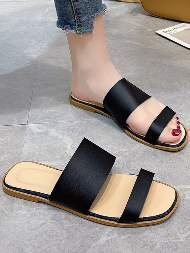Solid Color Casual Slippers