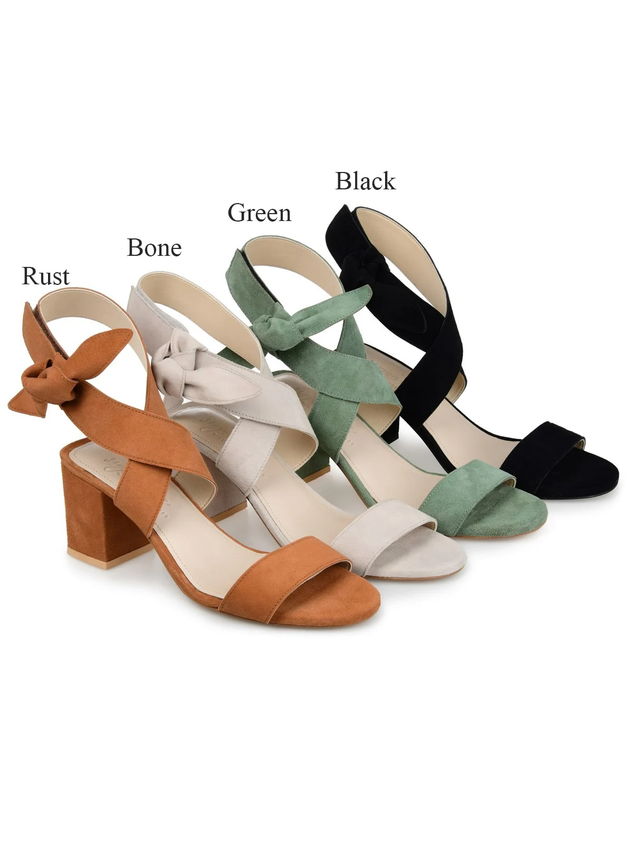 Leatherette Wrap-Around Bow Heel