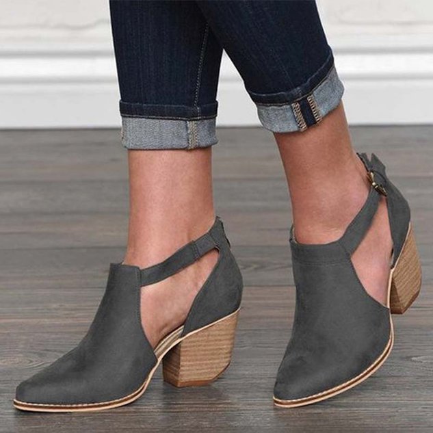Block Heel Leather Boots