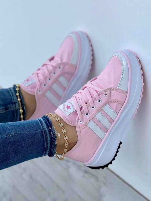 Classic Platform Lace-Up Canvas Sneakers