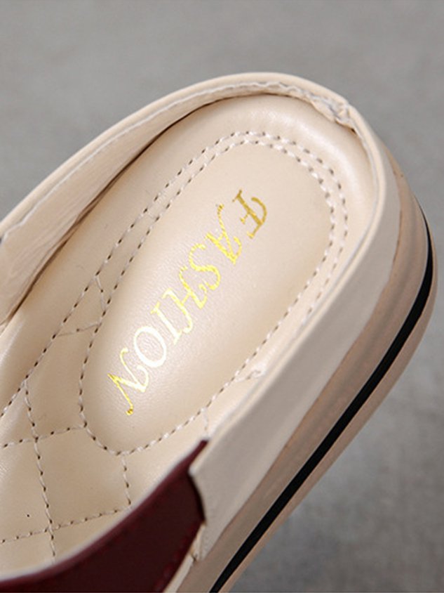 Rhinestone Floral Contrast Panel Wedge Slides