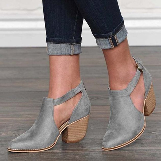 Block Heel Leather Boots