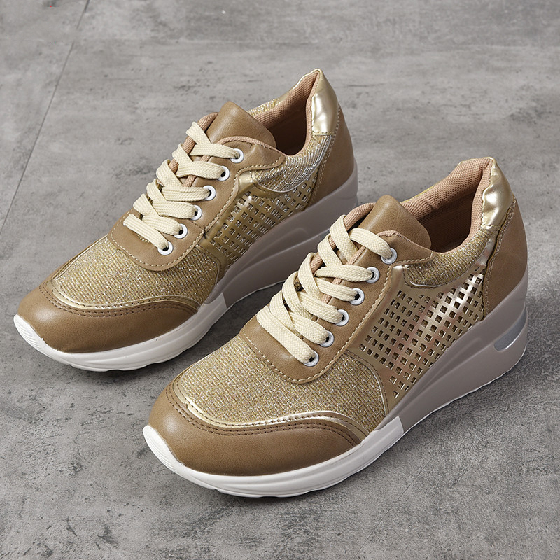 Ladies Round Toe Perforated Breathable Sneakers