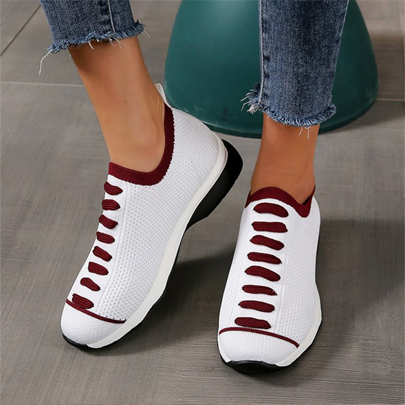 Ladies Round Toe Knit Sneakers