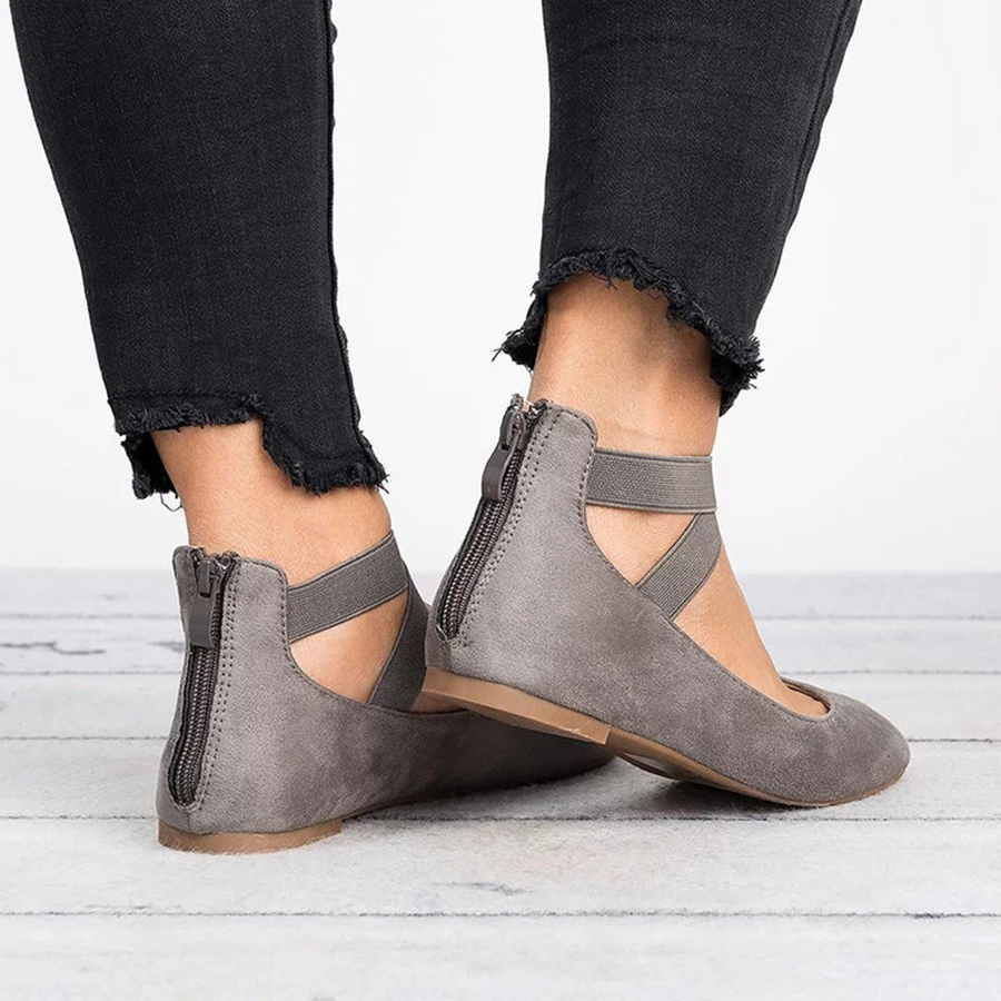 Plain  Flat  Velvet  Ankle Strap  Round Toe  Basic Date Comfort Flats