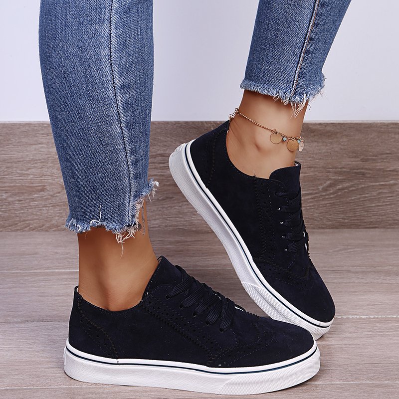 Solid Color Lace Up Fashion Casual Shoes