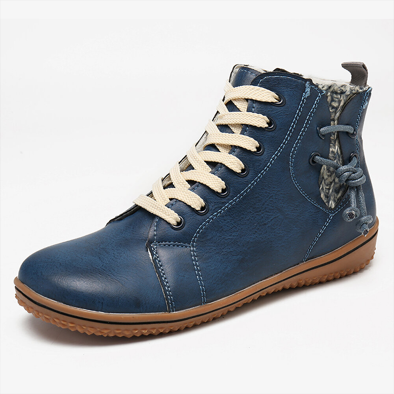 Women's casual flat-bottom lace-up ankle boots
