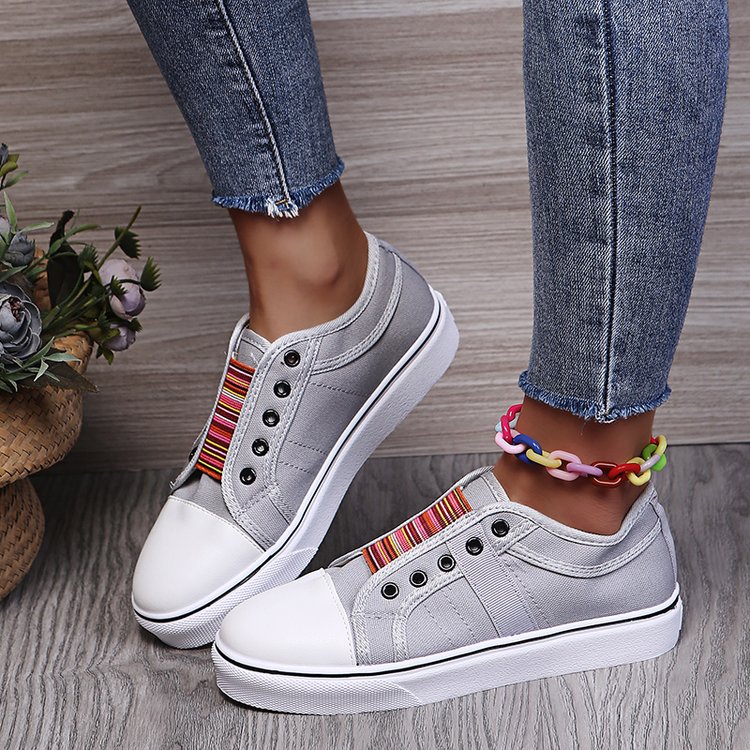 Ladies Retro Round Toe Ethnic Style Elastic Band Casual Shoes