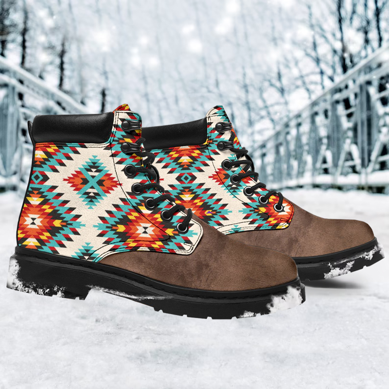 Printed Lace-Up Martin Boots