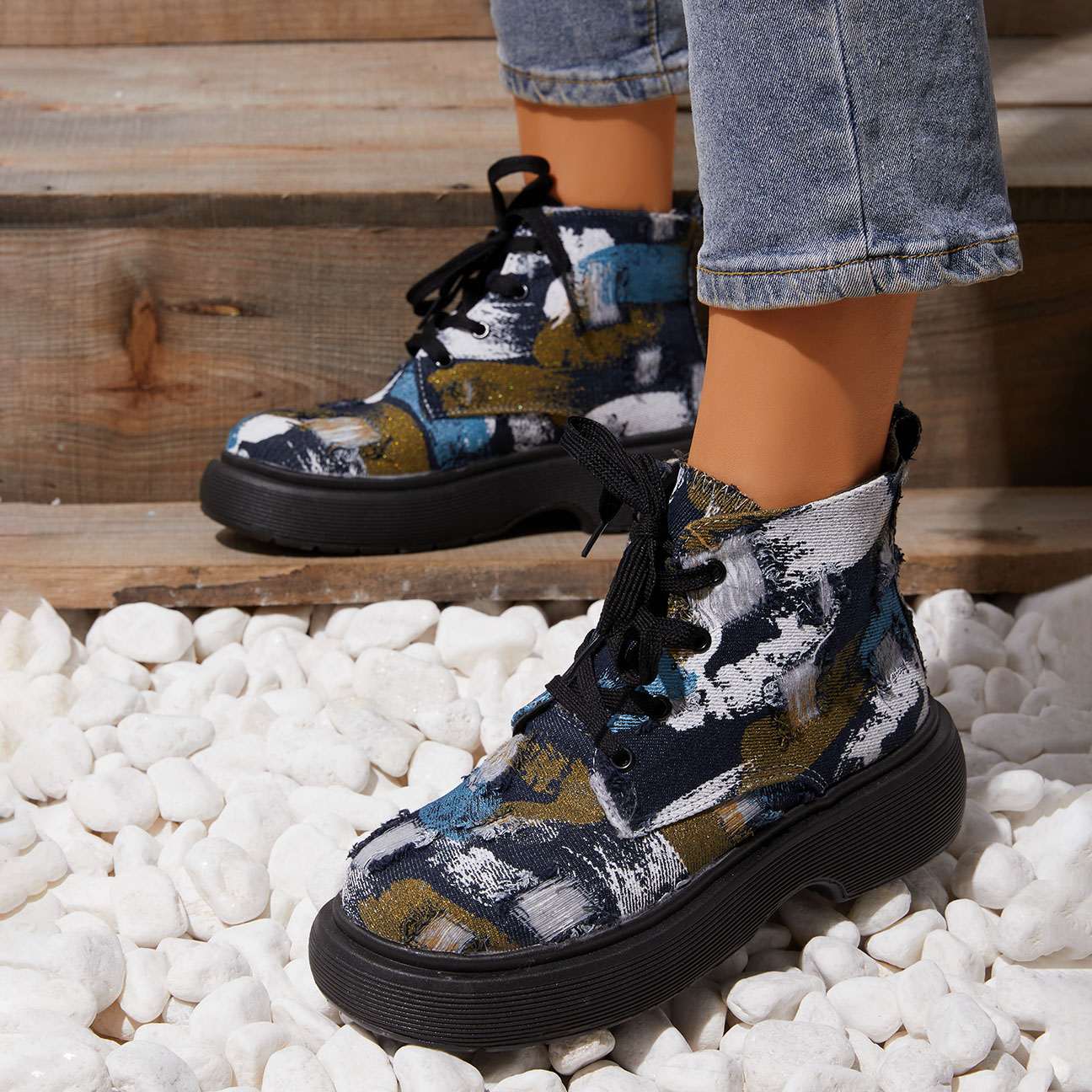 British Style Camouflage Martin Boots