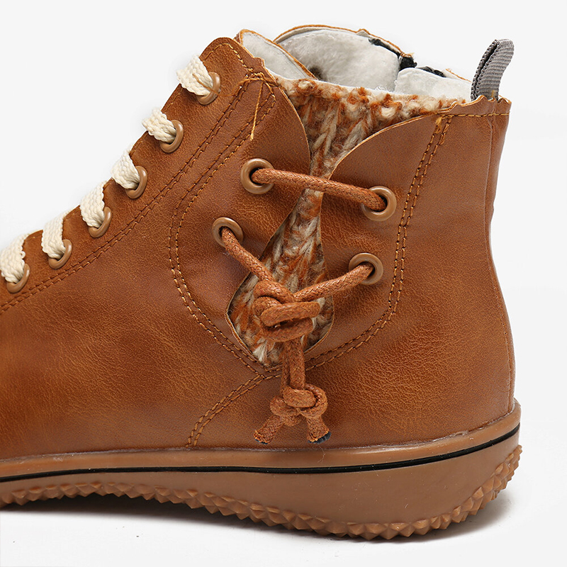 Women's casual flat-bottom lace-up ankle boots