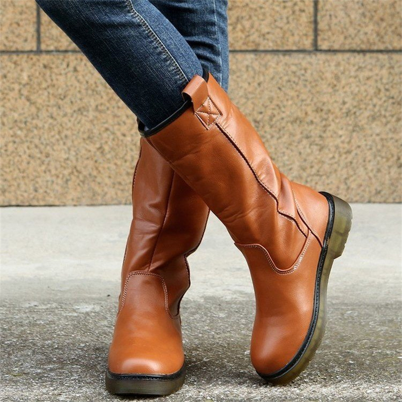 Ladies Retro Round Head Lamb Wool Snow Boots